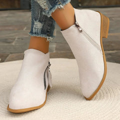 Ankle Boots Autumn Square Heel Boots Platform Sexy Zip High Heels Shoes Keep Warm Boots