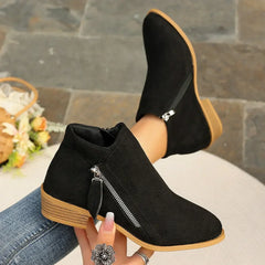 Ankle Boots Autumn Square Heel Boots Platform Sexy Zip High Heels Shoes Keep Warm Boots