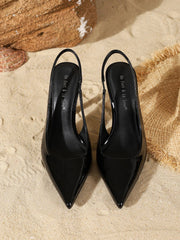 Black Patent Leather PointedToe Slingback Stiletto Pumps