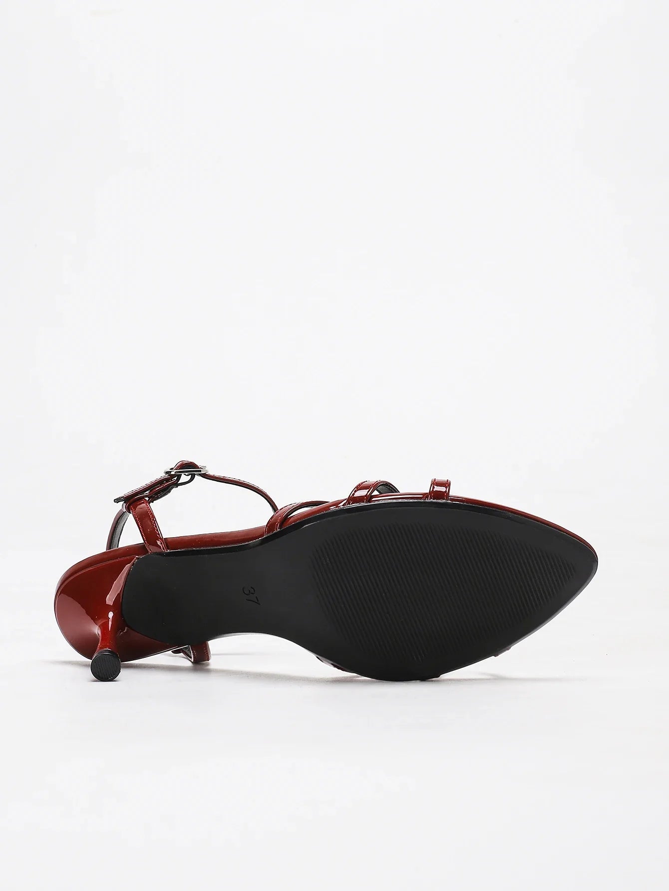 Commute-Chic Burgundy Criss-Cross Strap Ankle-Clasp Heeled Sandals