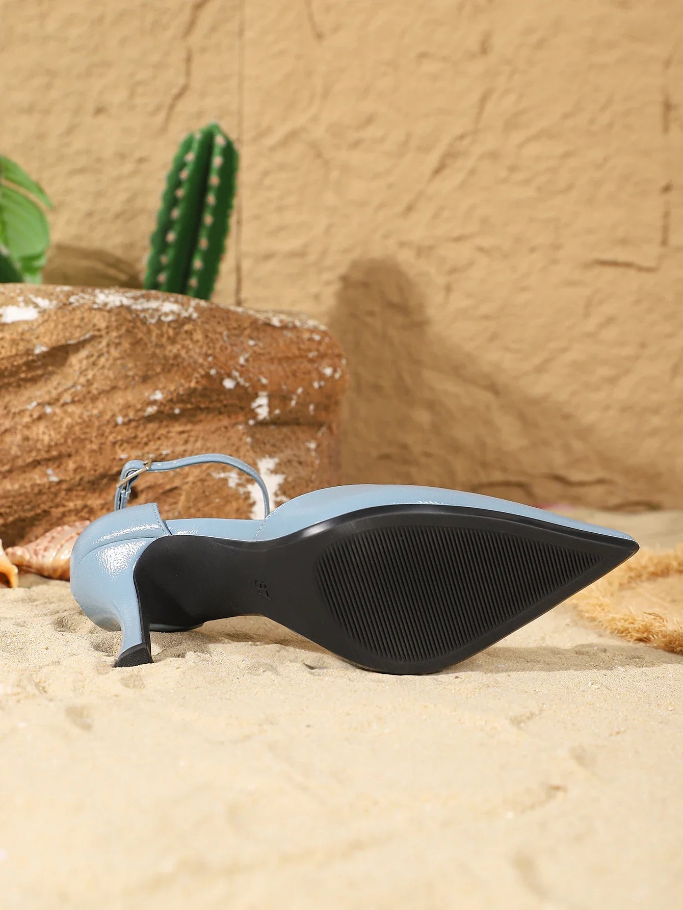 Dusty Blue Patent Leather Pointed Toe Stiletto Heels
