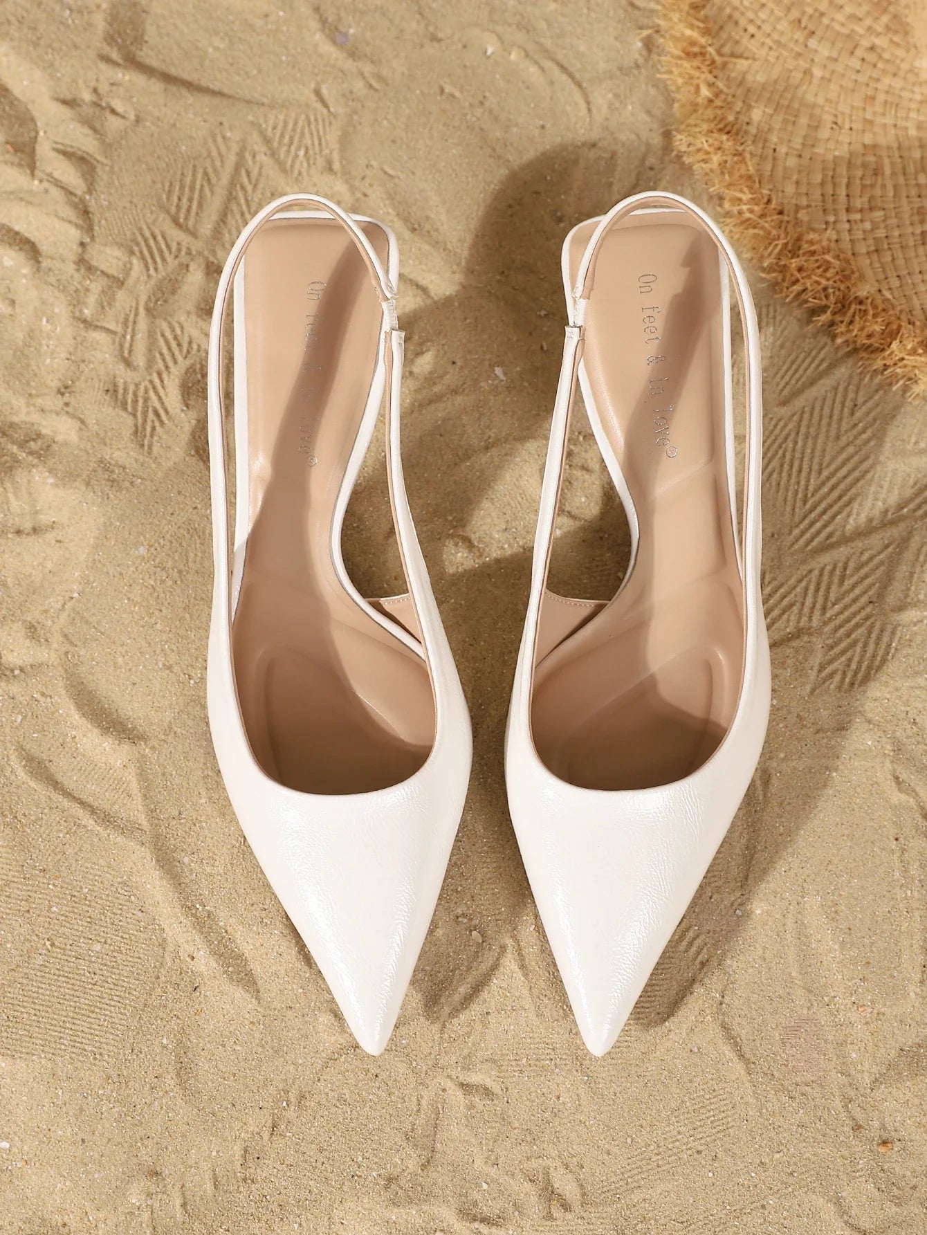 Elegant Pointed Toe Slingback Kitten Heels