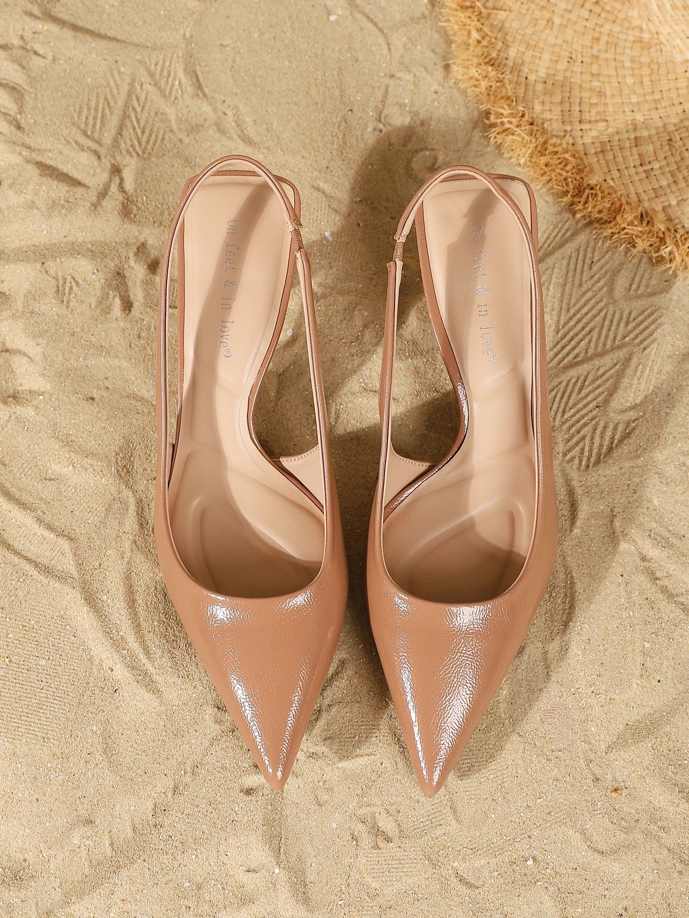 Elegant Pointed Toe Slingback Kitten Heels