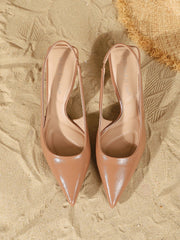 Elegant Pointed Toe Slingback Kitten Heels