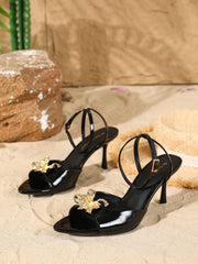 Elegant White Patent Leather Stiletto Sandals