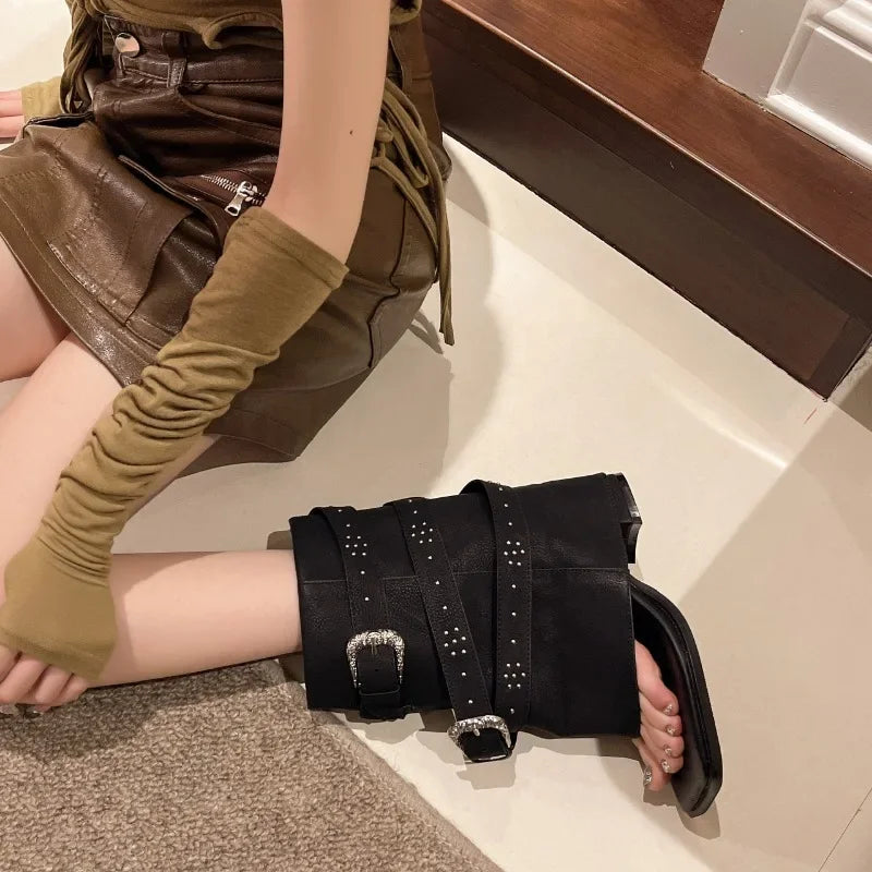 Clip Toe Herringbone Cool Boots Designer BrBuckle Pants Punk Platform Sandals Pumps Shoes