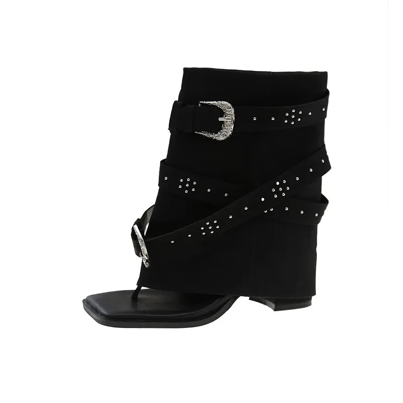Clip Toe Herringbone Cool Boots Designer BrBuckle Pants Punk Platform Sandals Pumps Shoes