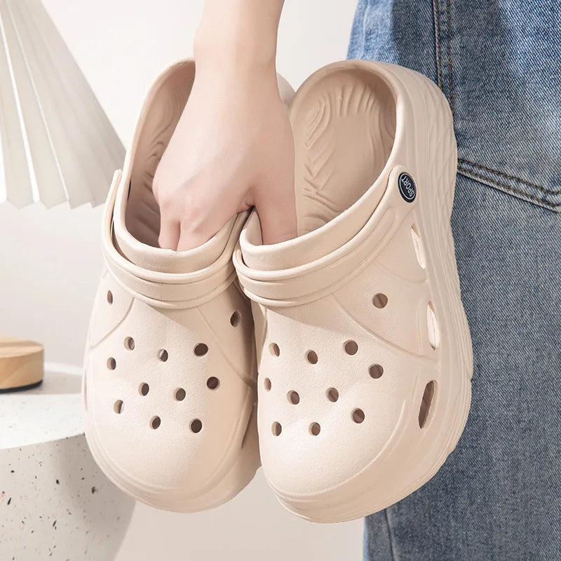 Platform Sandals Thick Sole Soft Eva Clogs Garden Shoes Hollow Out Non Slip Beach Sandals