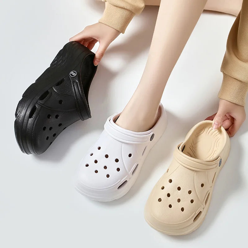 Platform Sandals Thick Sole Soft Eva Clogs Garden Shoes Hollow Out Non Slip Beach Sandals