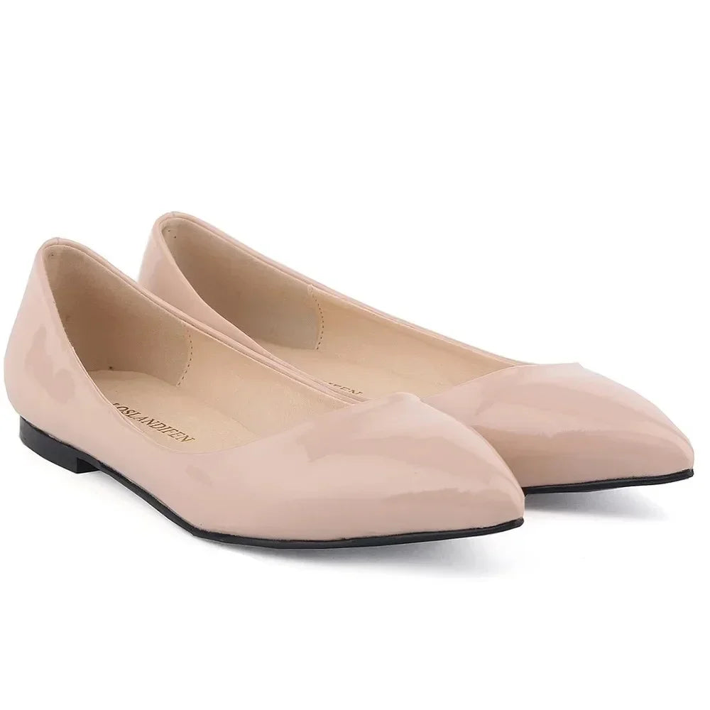 Flats Shoes Solid color Pointed Toe Slip On Patent Leather Woman Flat Single Casual Comfort Non-slip Loafers