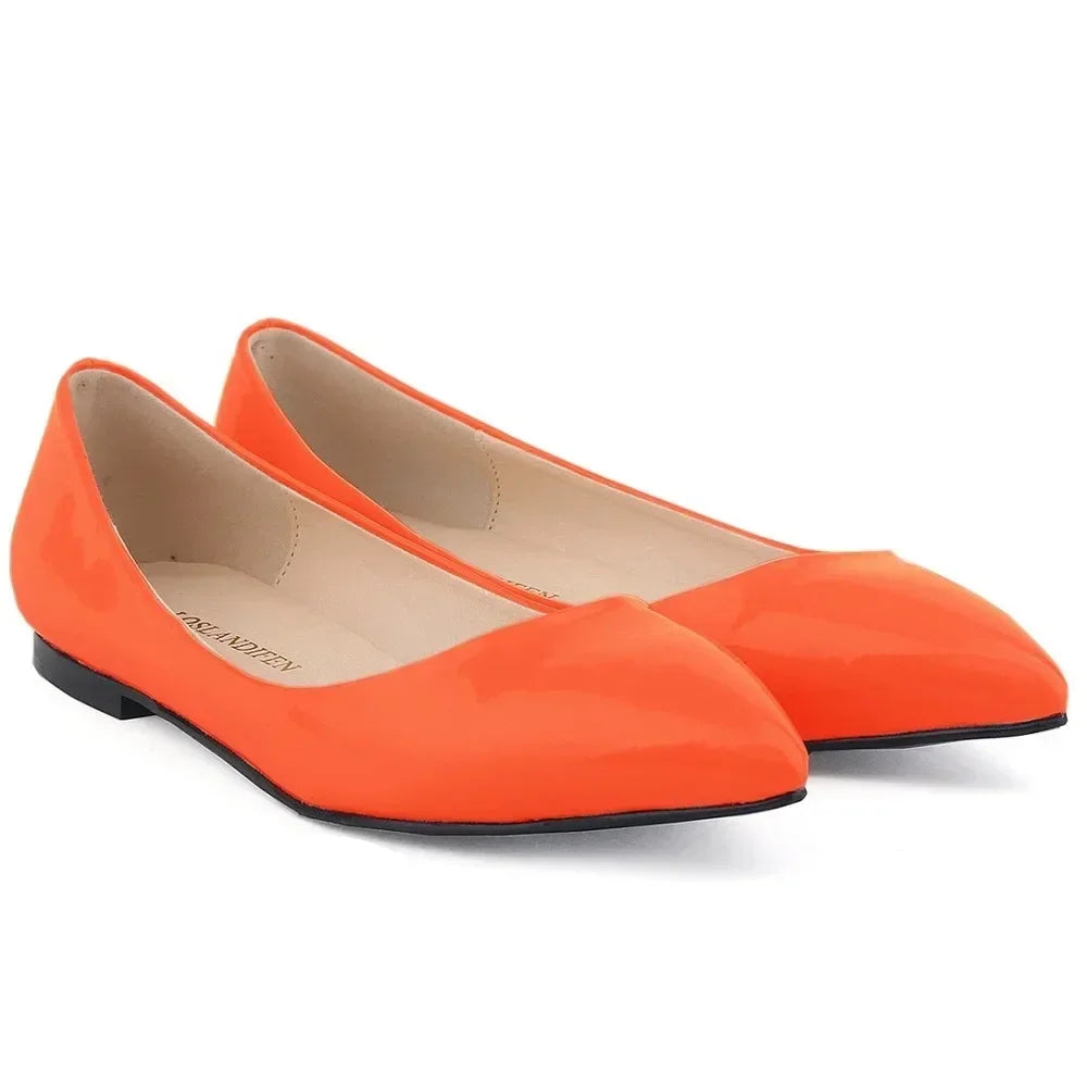 Flats Shoes Solid color Pointed Toe Slip On Patent Leather Woman Flat Single Casual Comfort Non-slip Loafers