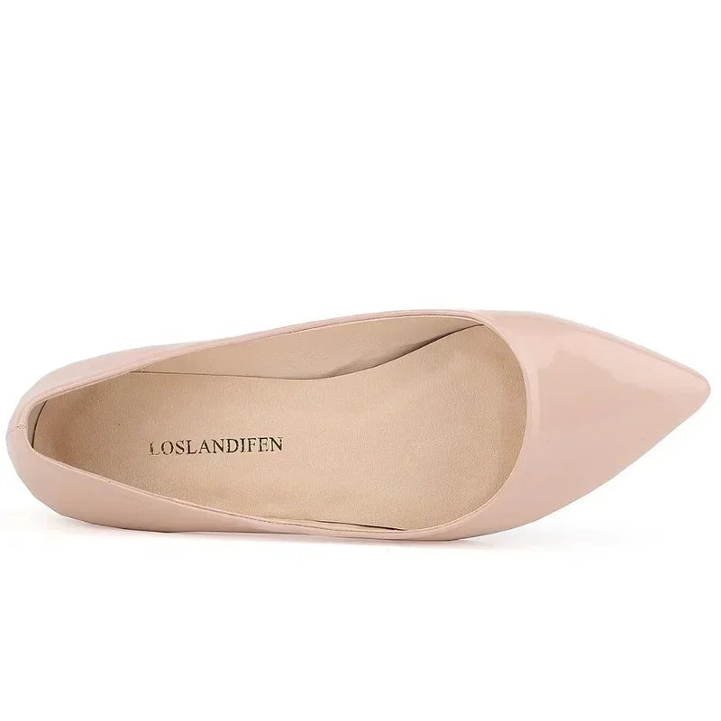 Flats Shoes Solid color Pointed Toe Slip On Patent Leather Woman Flat Single Casual Comfort Non-slip Loafers