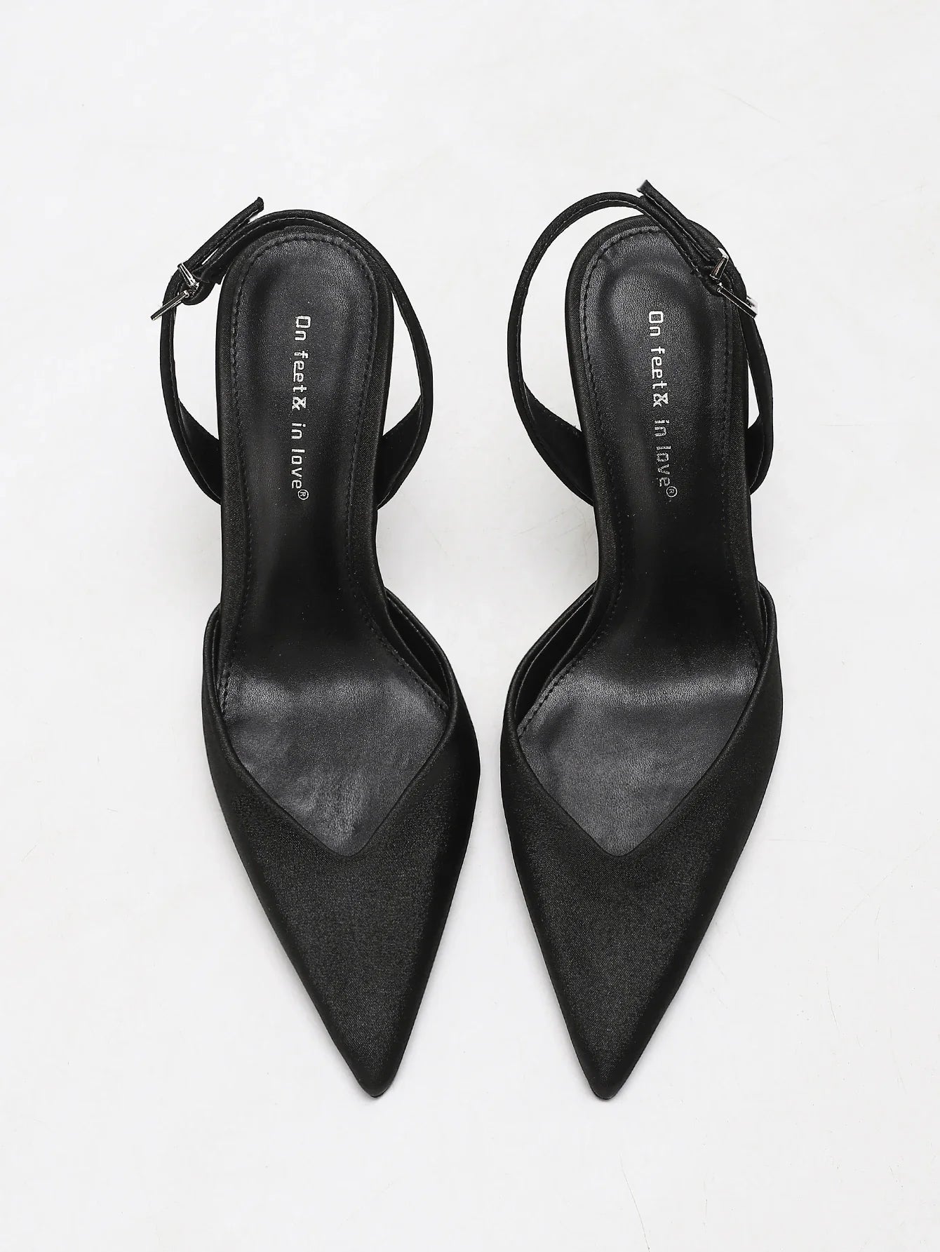 Ivory Satin Pointed-Toe Slingback Heeled Sandals