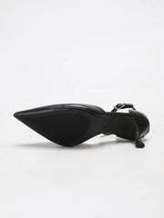 Leather Pointed Toe Mule Heels - Lightweight Breathable Stiletto Pumps Party