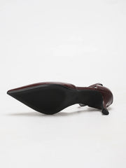Leather Pointed Toe Mule Heels - Lightweight Breathable Stiletto Pumps Party