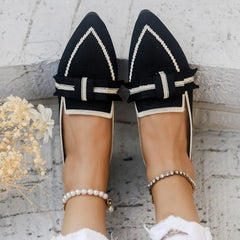 Light Comfortable Loafers Bow Tie Ballet Flats Pointed Toe Soft Barefoot Knitted Multicolor Casual Ballerina Sneakers