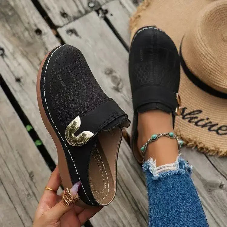 Pattern Slippers Simple Solid Color Slide Sandals Comfortable Platform Wedge-shaped Shoes Flip Flops