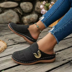 Pattern Slippers Simple Solid Color Slide Sandals Comfortable Platform Wedge-shaped Shoes Flip Flops
