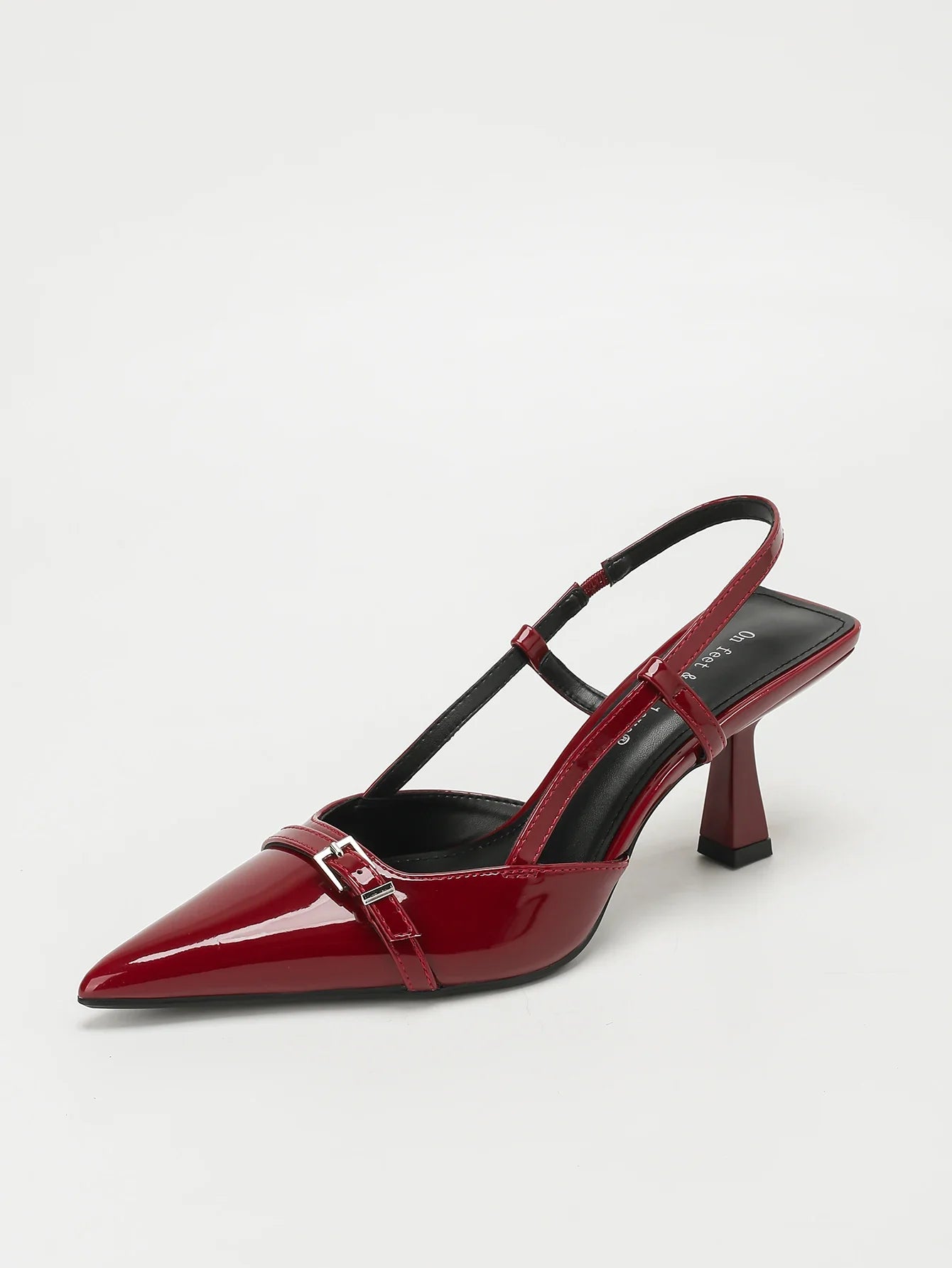 Patent Leather Pointed Toe Slingback Heeled Sandals