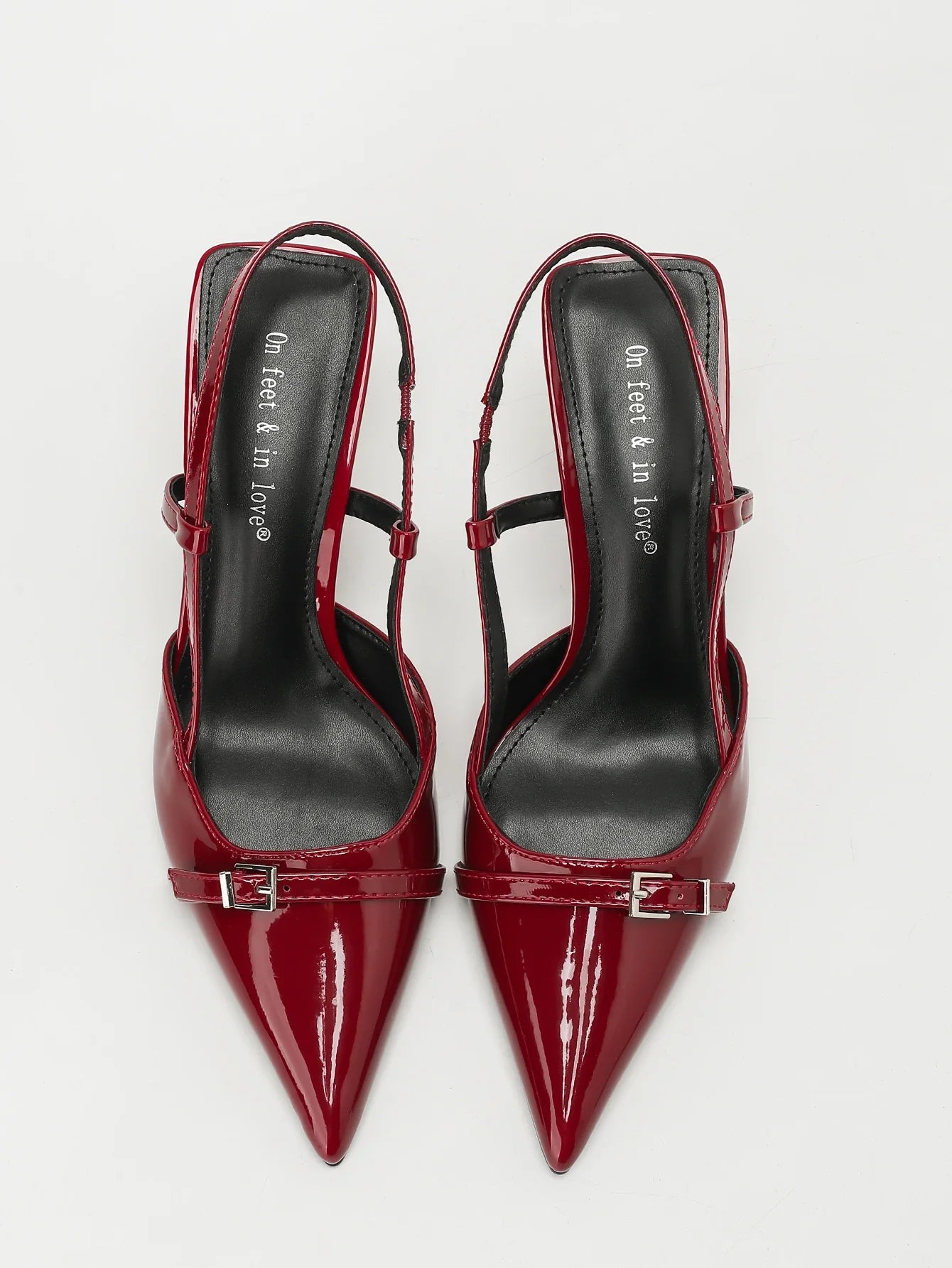 Patent Leather Pointed Toe Slingback Heeled Sandals