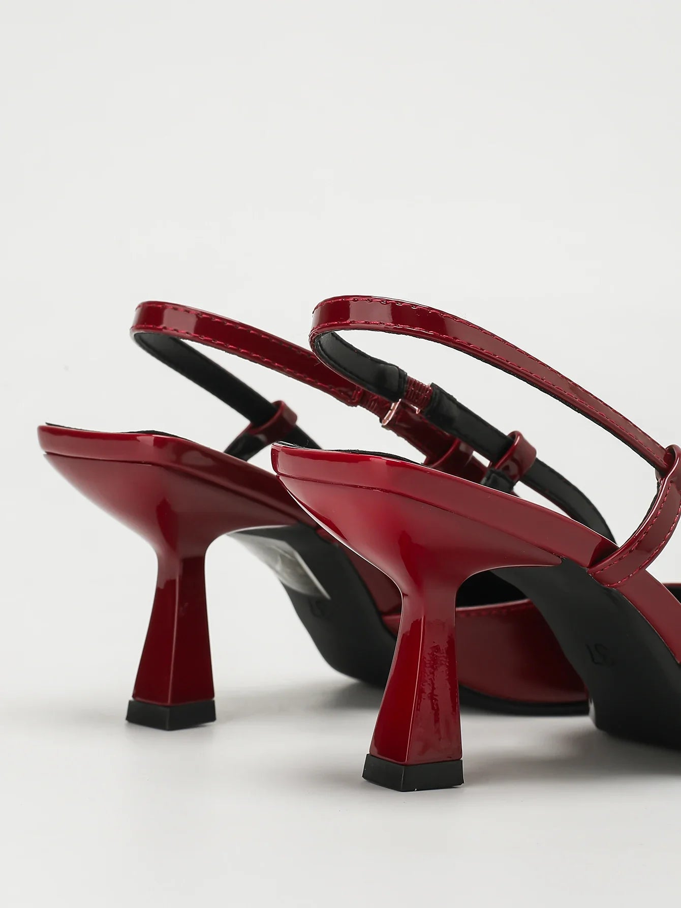 Patent Leather Pointed Toe Slingback Heeled Sandals
