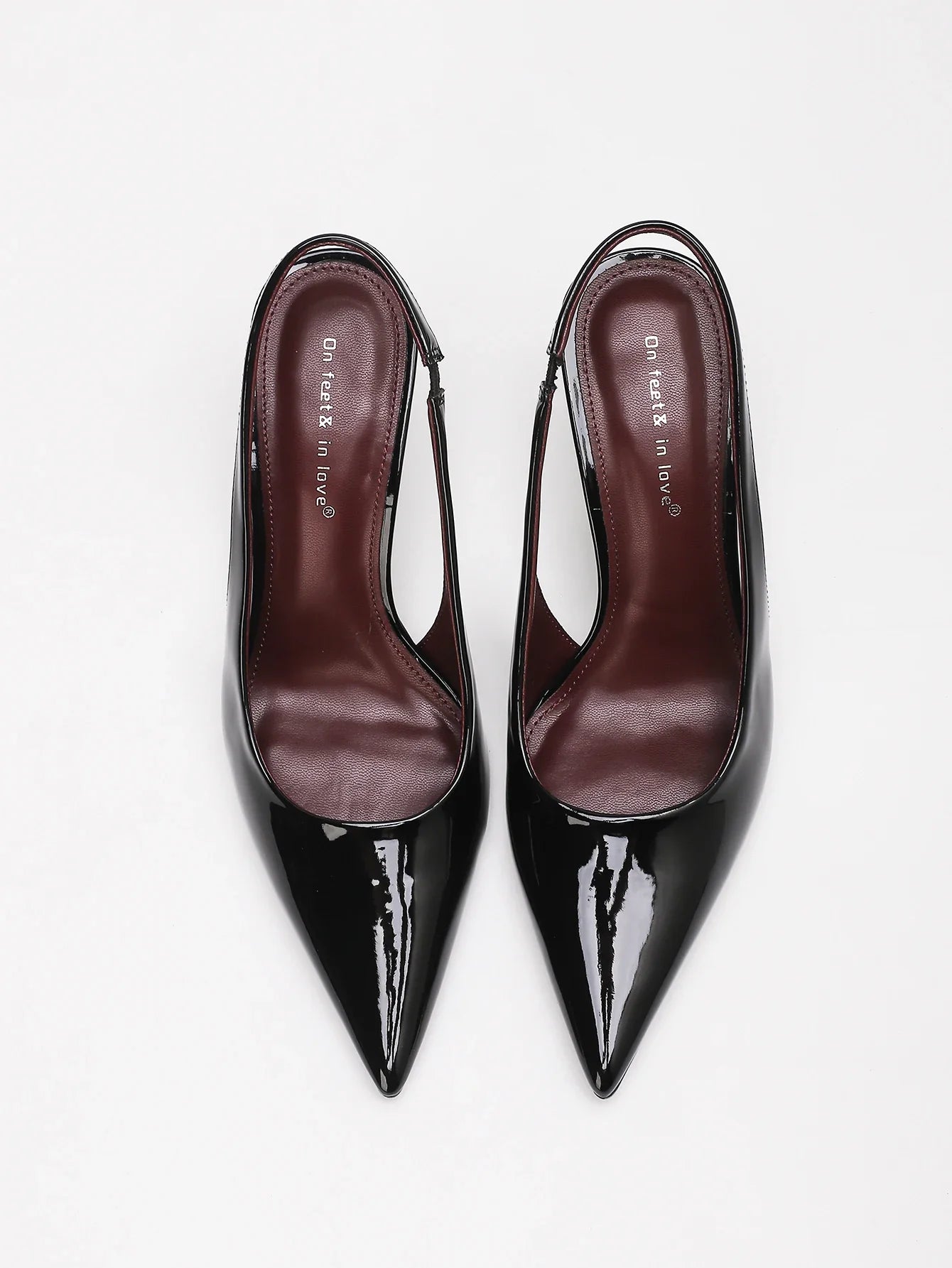 Patent Leather Pointed Toe Slingback Heels