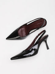Patent Leather Pointed Toe Slingback Heels