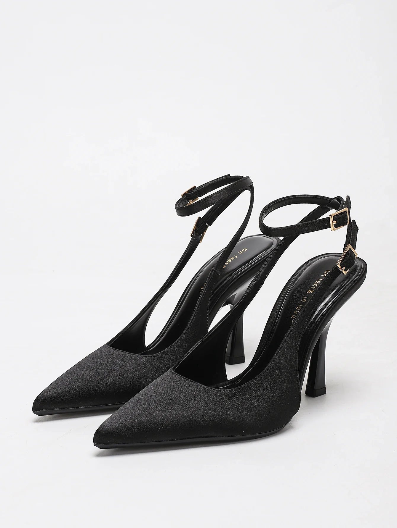 Pointed Toe Satin Heeled Sandals