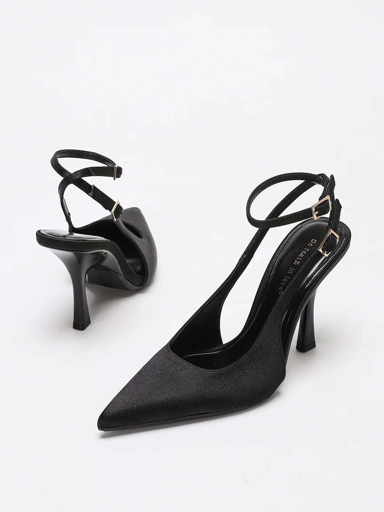 Pointed Toe Satin Heeled Sandals
