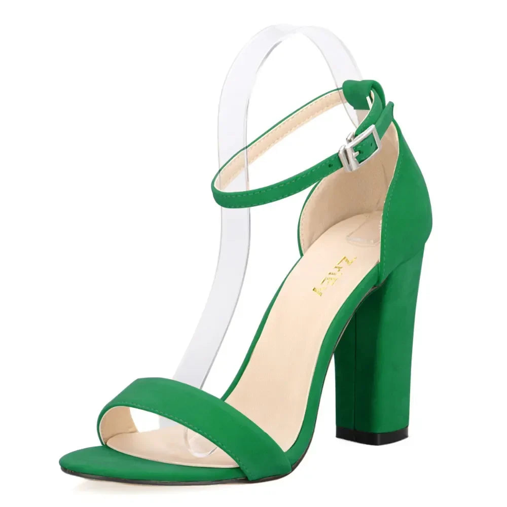 Sandals Pumps Comfortable Thick Heel Open Toe High Heels Sexy Ankle Buckle Sandal Dress Wedding Shoes