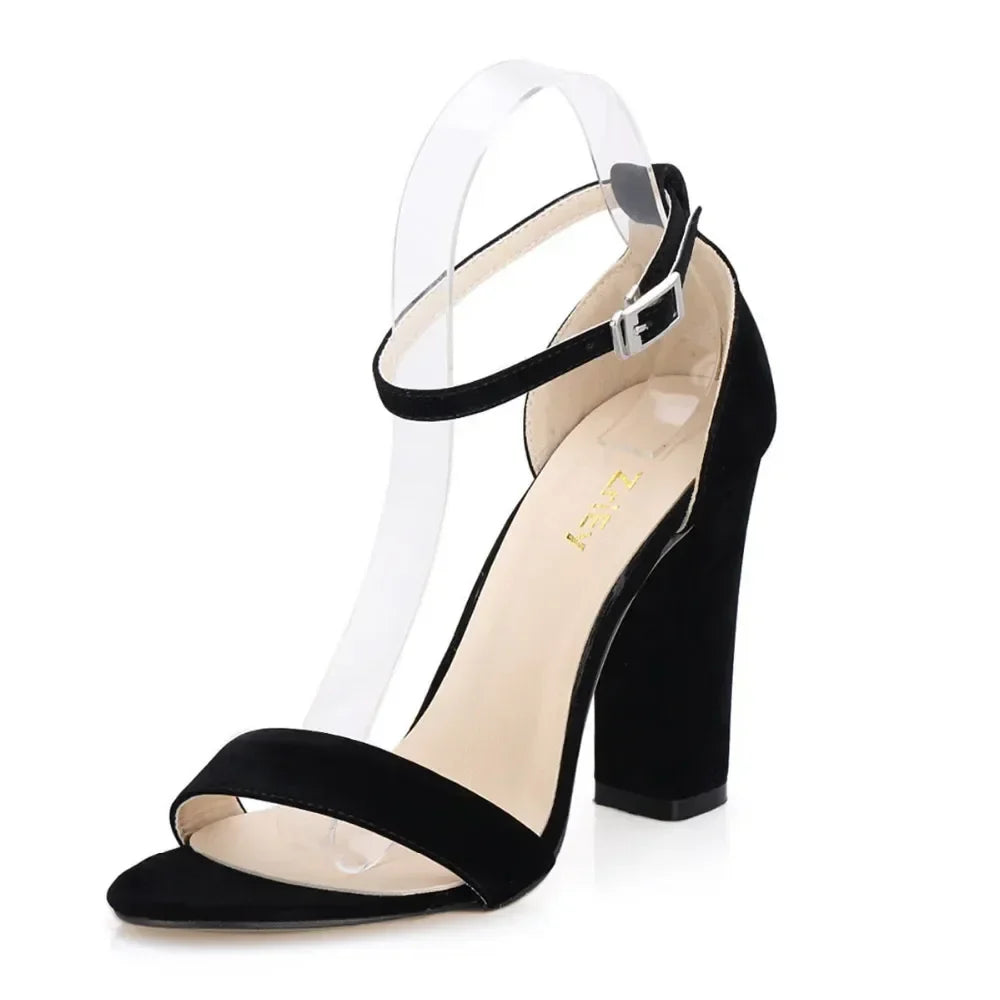 Sandals Pumps Comfortable Thick Heel Open Toe High Heels Sexy Ankle Buckle Sandal Dress Wedding Shoes