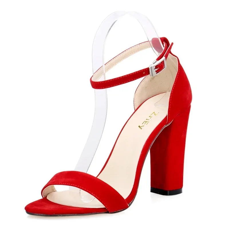 Sandals Pumps Comfortable Thick Heel Open Toe High Heels Sexy Ankle Buckle Sandal Dress Wedding Shoes