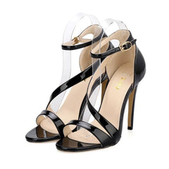 Sandals Solid Open Toe High Heels Ankle Strap Stiletto Dress Fish Mouth Sandals Dancing Shoes