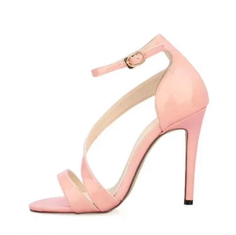 Sandals Solid Open Toe High Heels Ankle Strap Stiletto Dress Fish Mouth Sandals Dancing Shoes