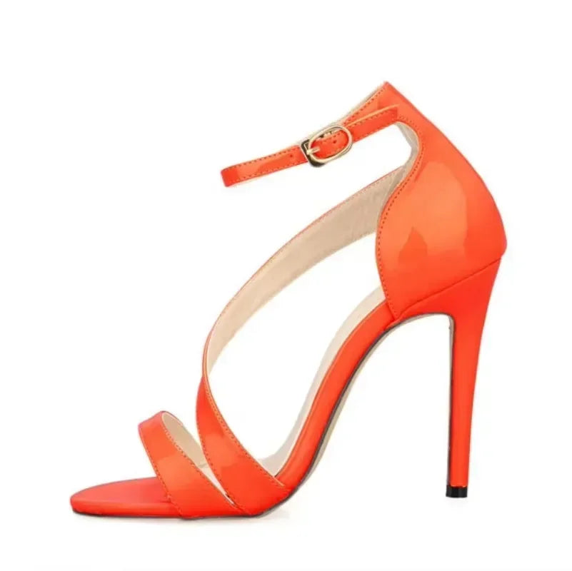 Sandals Solid Open Toe High Heels Ankle Strap Stiletto Dress Fish Mouth Sandals Dancing Shoes