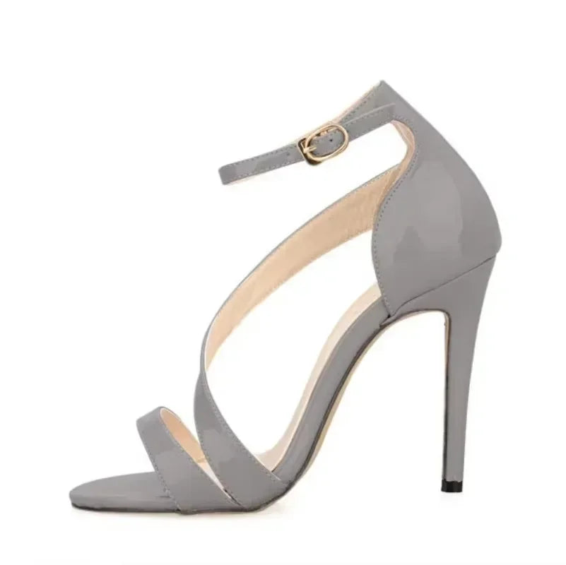 Sandals Solid Open Toe High Heels Ankle Strap Stiletto Dress Fish Mouth Sandals Dancing Shoes