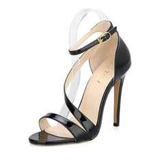 Sandals Solid Open Toe High Heels Ankle Strap Stiletto Dress Fish Mouth Sandals Dancing Shoes