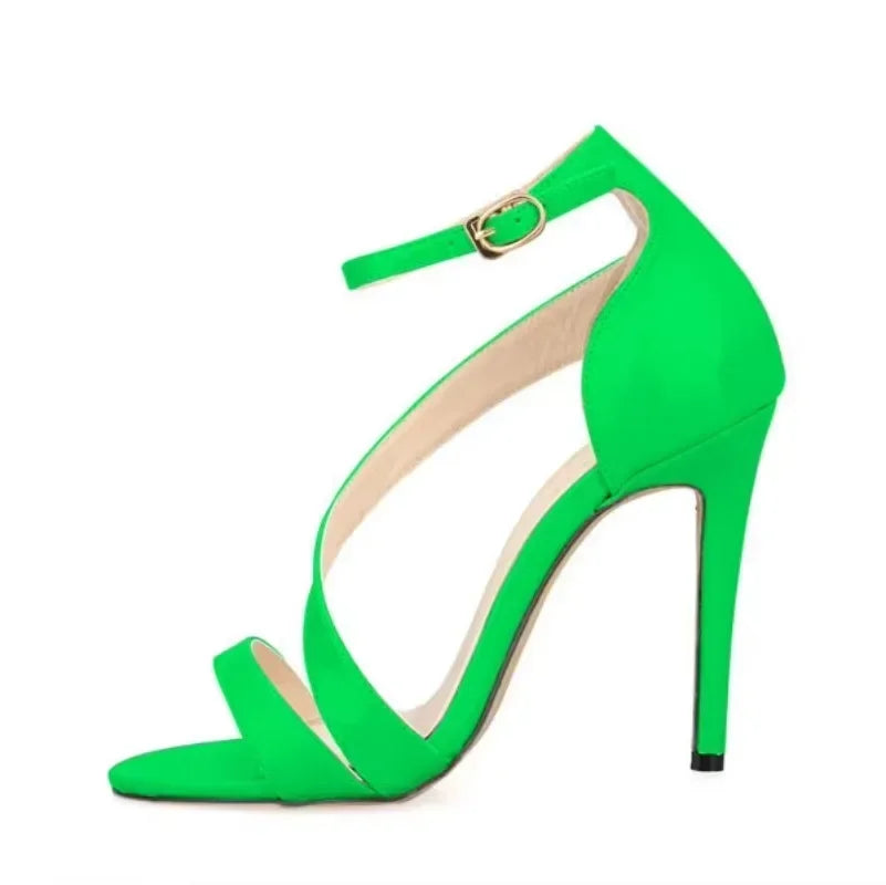 Sandals Solid Open Toe High Heels Ankle Strap Stiletto Dress Fish Mouth Sandals Dancing Shoes