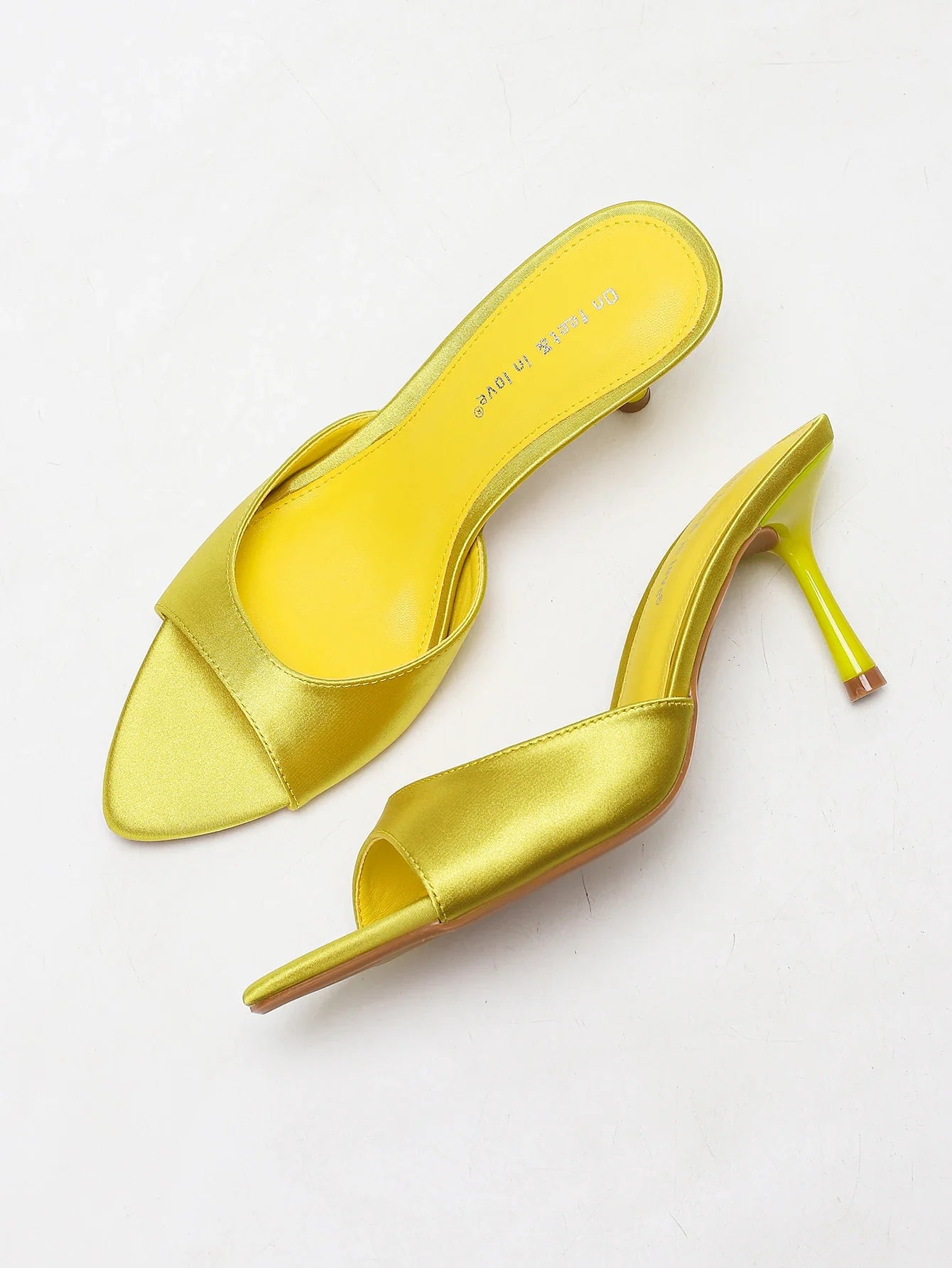 Satin Pointed Toe Stiletto Heel Mules