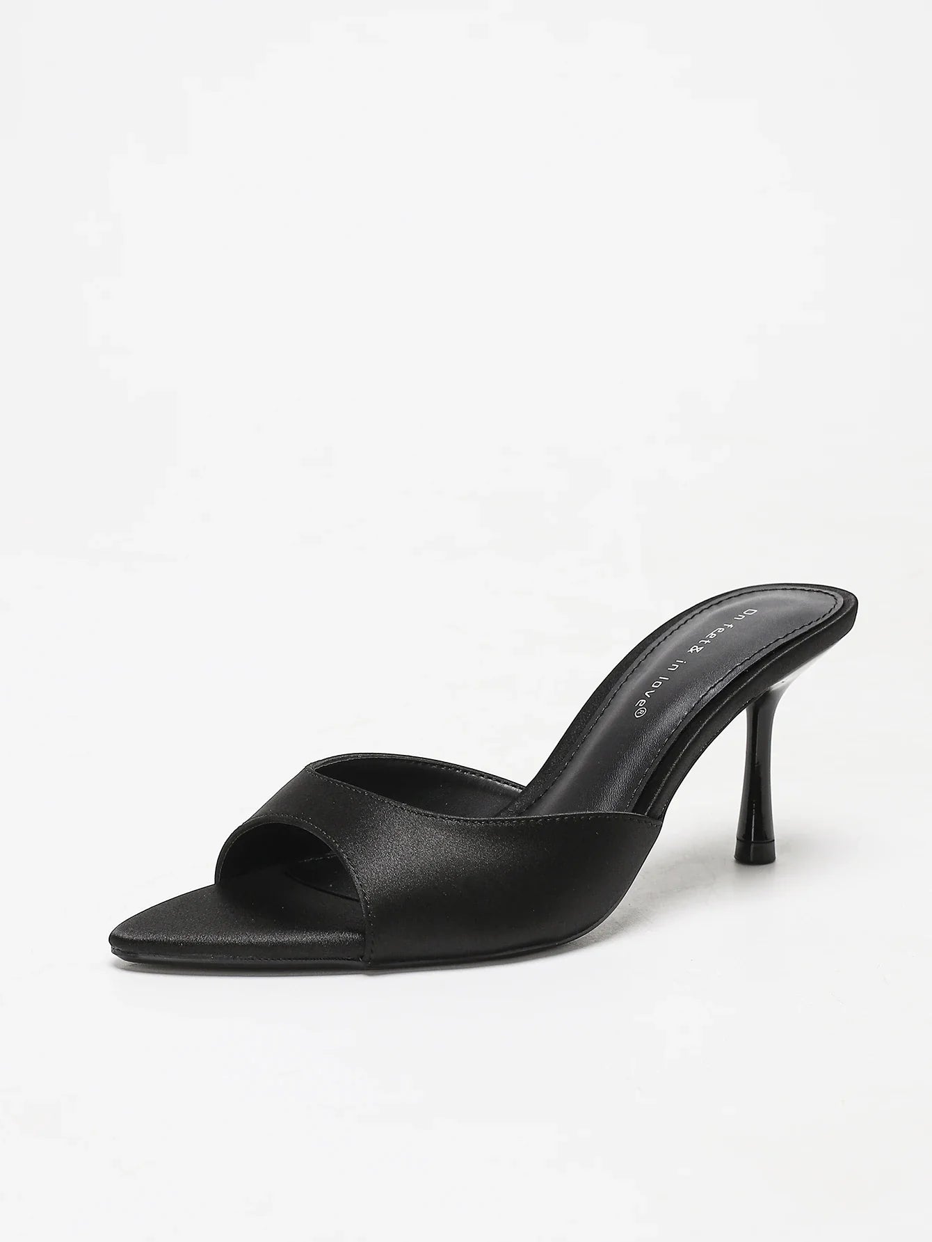 Satin Pointed Toe Stiletto Heel Mules