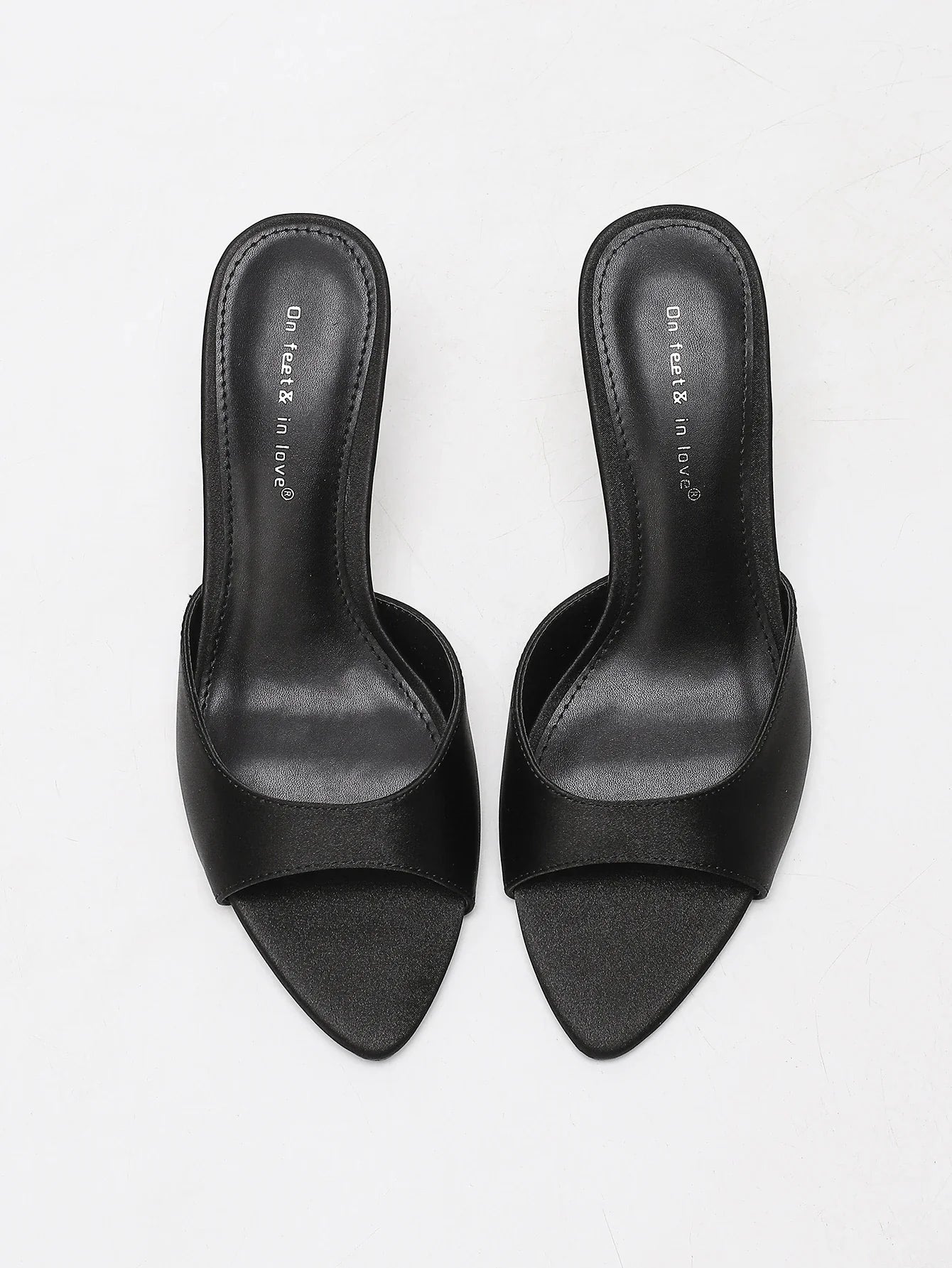 Satin Pointed Toe Stiletto Heel Mules