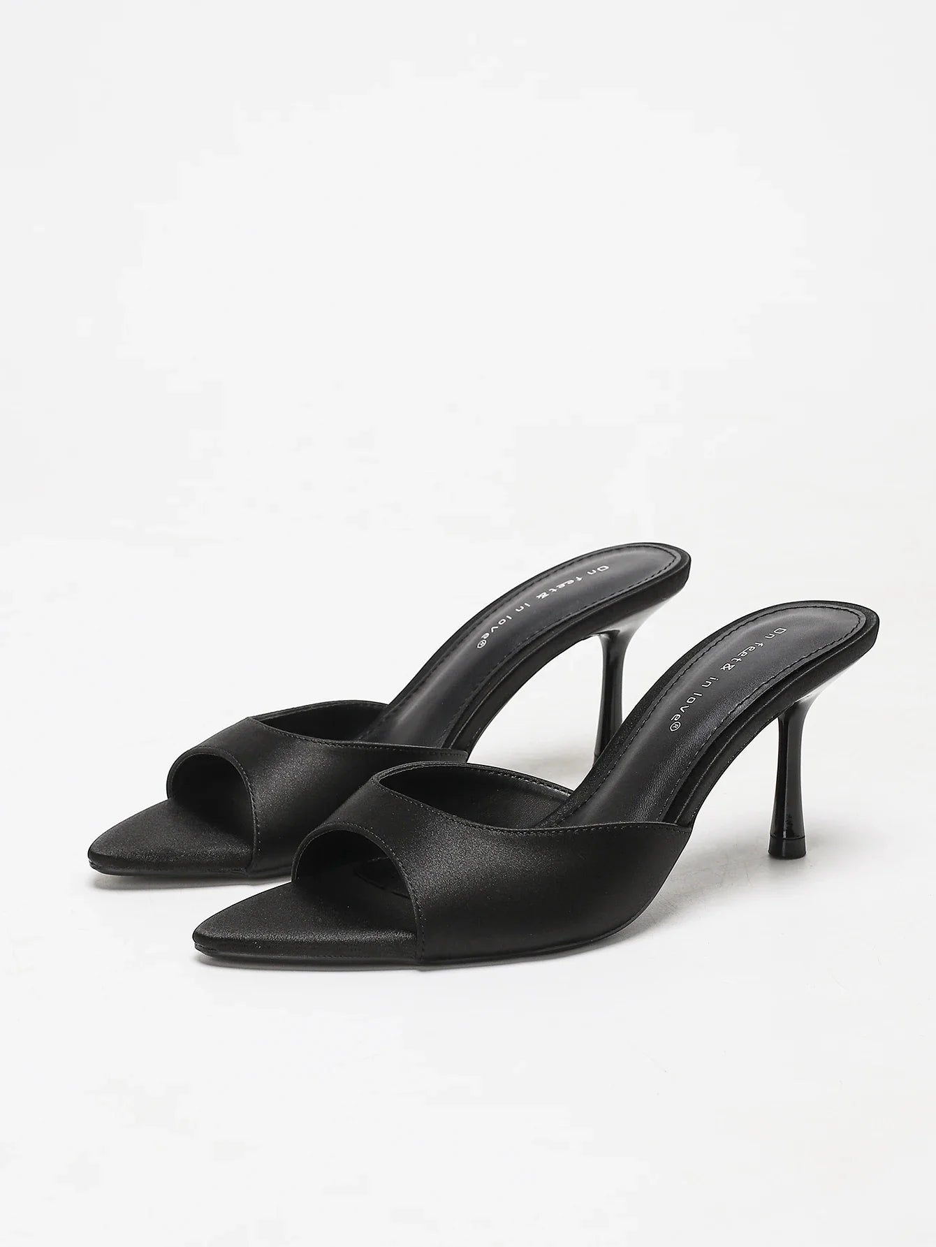 Satin Pointed Toe Stiletto Heel Mules