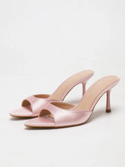 Satin Pointed Toe Stiletto Heel Mules