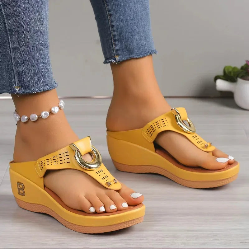 Slippers Rome Wedges Causal Platform Beach Slippers Female Plus Size 43 Comfortable Slides