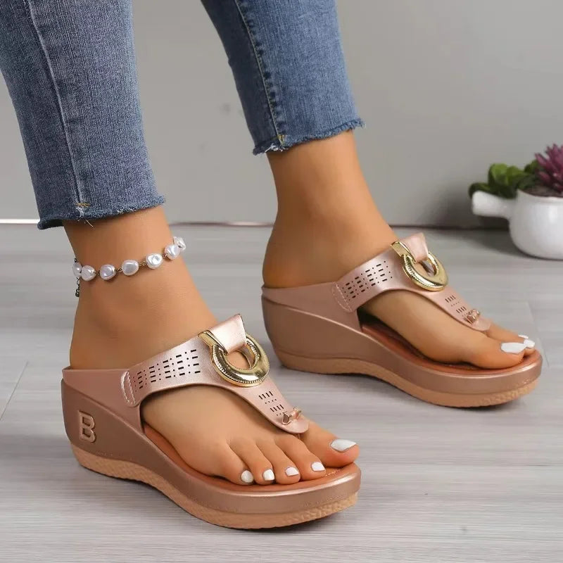 Slippers Rome Wedges Causal Platform Beach Slippers Female Plus Size 43 Comfortable Slides
