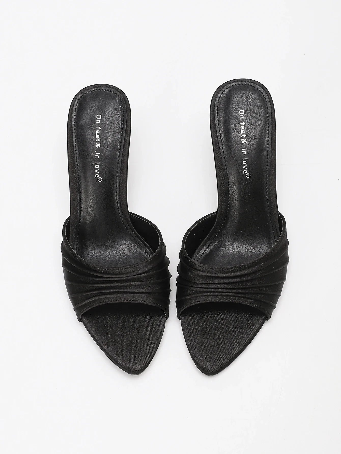 Stylish Elegant Ruched Minimalist Versatile Low-Cut Open Toe Stiletto Heel Mule Sandals | Perfect Dresses