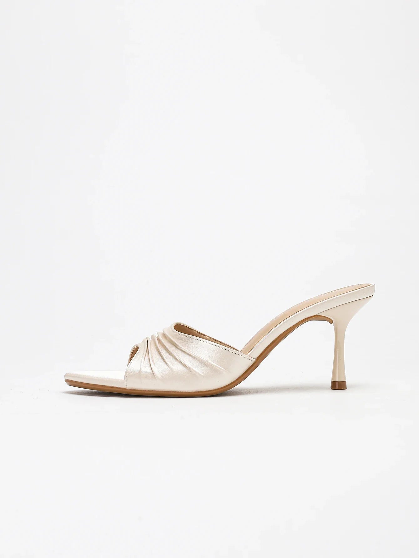 Stylish Elegant Ruched Minimalist Versatile Low-Cut Open Toe Stiletto Heel Mule Sandals | Perfect Dresses