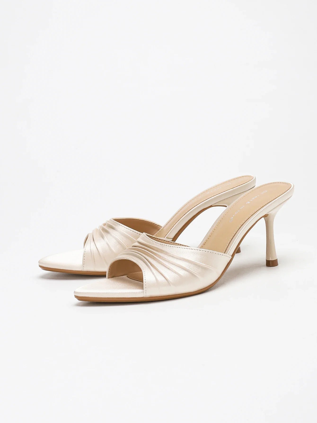 Stylish Elegant Ruched Minimalist Versatile Low-Cut Open Toe Stiletto Heel Mule Sandals | Perfect Dresses