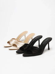 Stylish Elegant Ruched Minimalist Versatile Low-Cut Open Toe Stiletto Heel Mule Sandals | Perfect Dresses