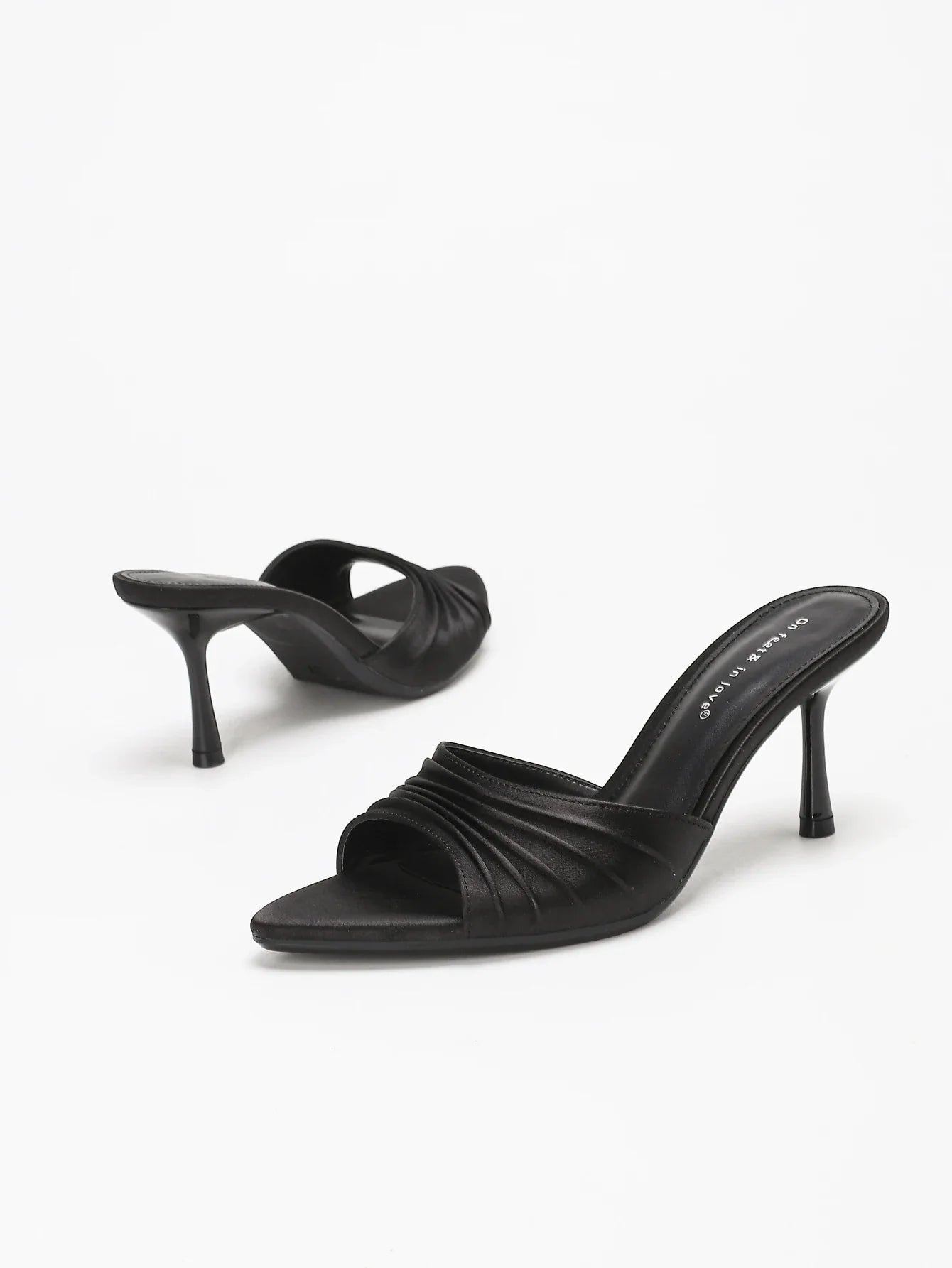 Stylish Elegant Ruched Minimalist Versatile Low-Cut Open Toe Stiletto Heel Mule Sandals | Perfect Dresses